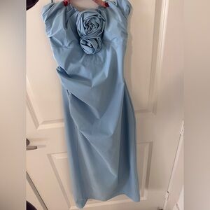 Zara Powder Blue Strapless Gown with Rosette Detail Size M